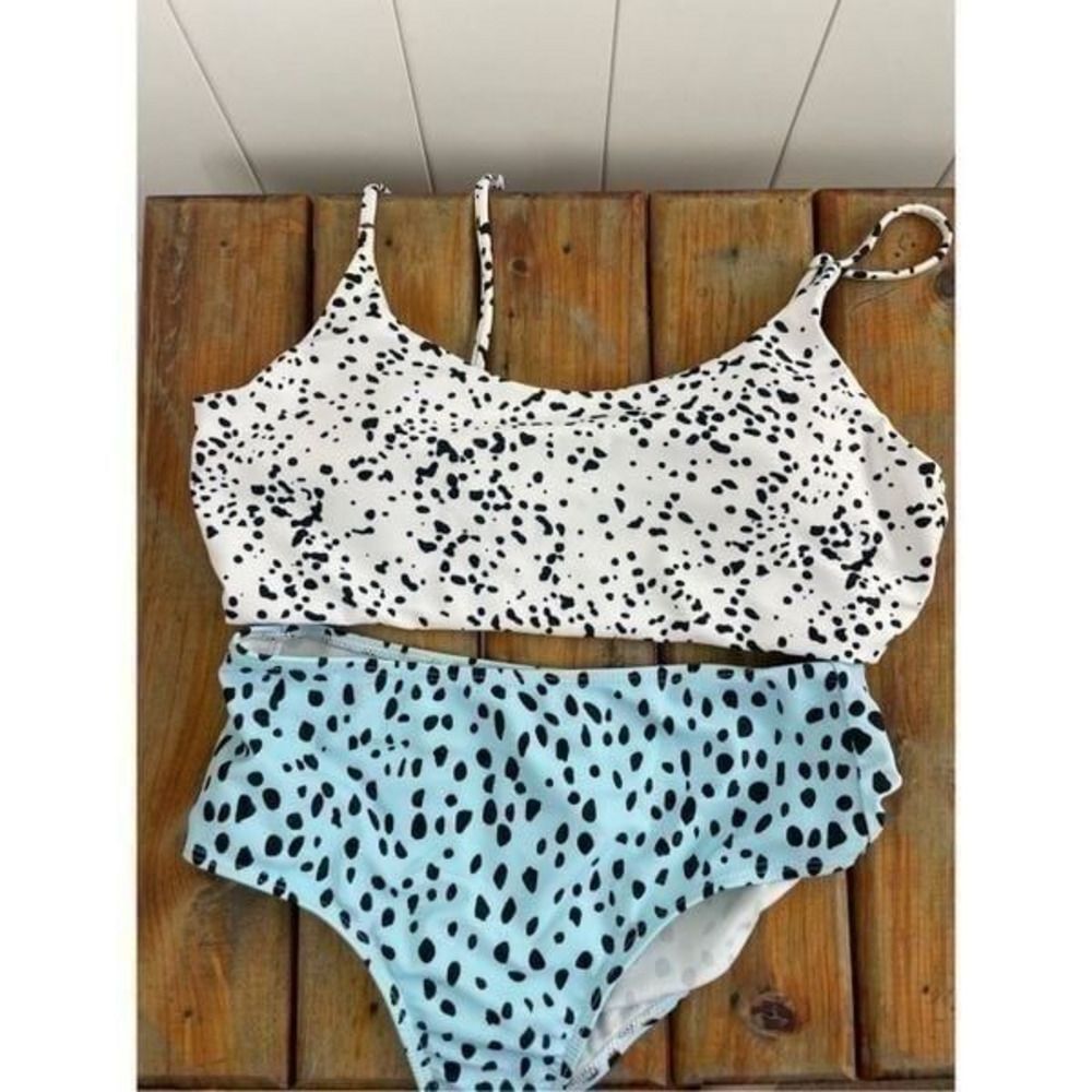 Leopard Bikini Swimsuit White and Blue Padded Size‎ S